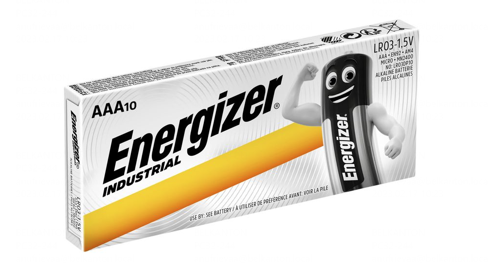 Батарейки алкалиновые Energizer "Industrial AAA/LR03", 10 шт, щелочные