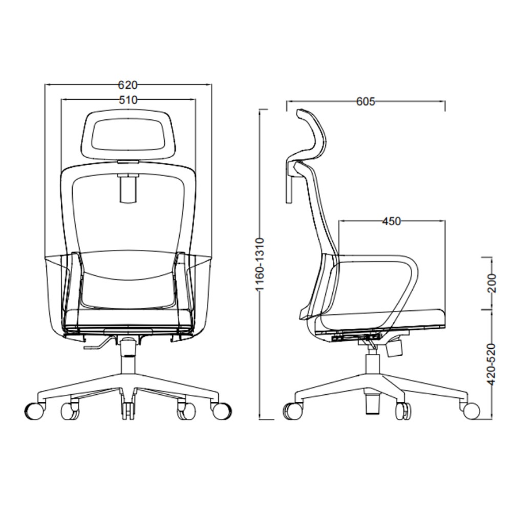 Кресло компьютерное SitZone U-060A, сетка, ткань, черный, пластик - 6
