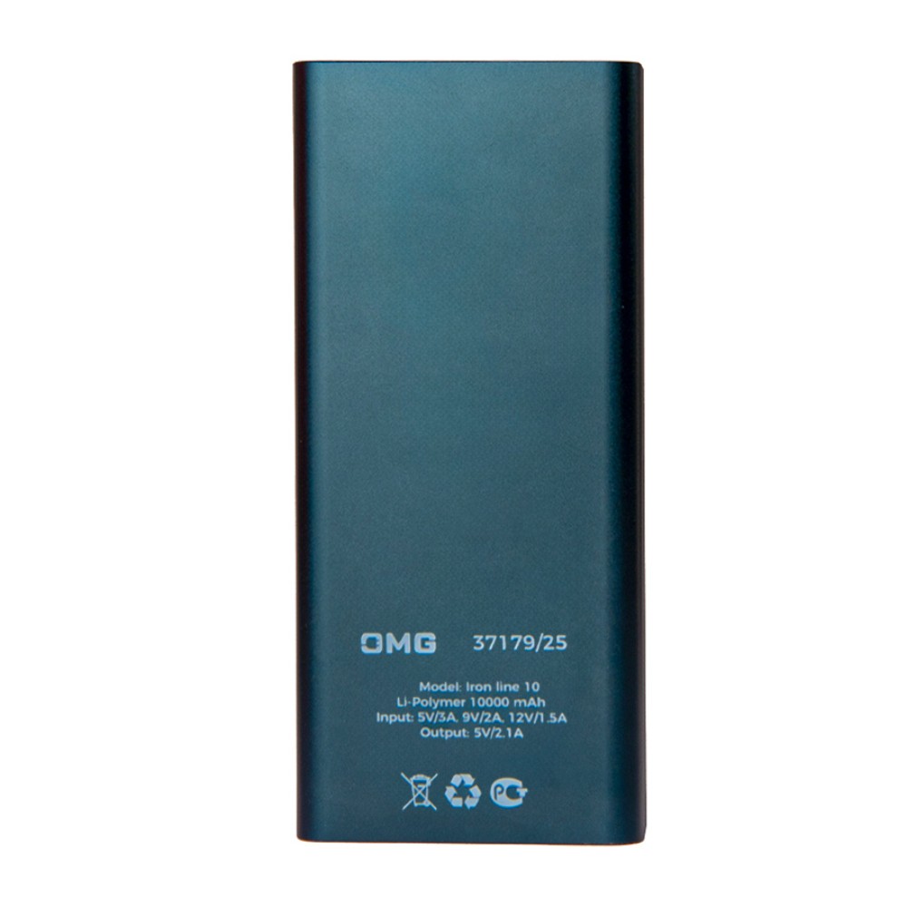 Внешний аккумулятор Power Bank "Iron line 10", 10000 mAh, металл, синий - 3