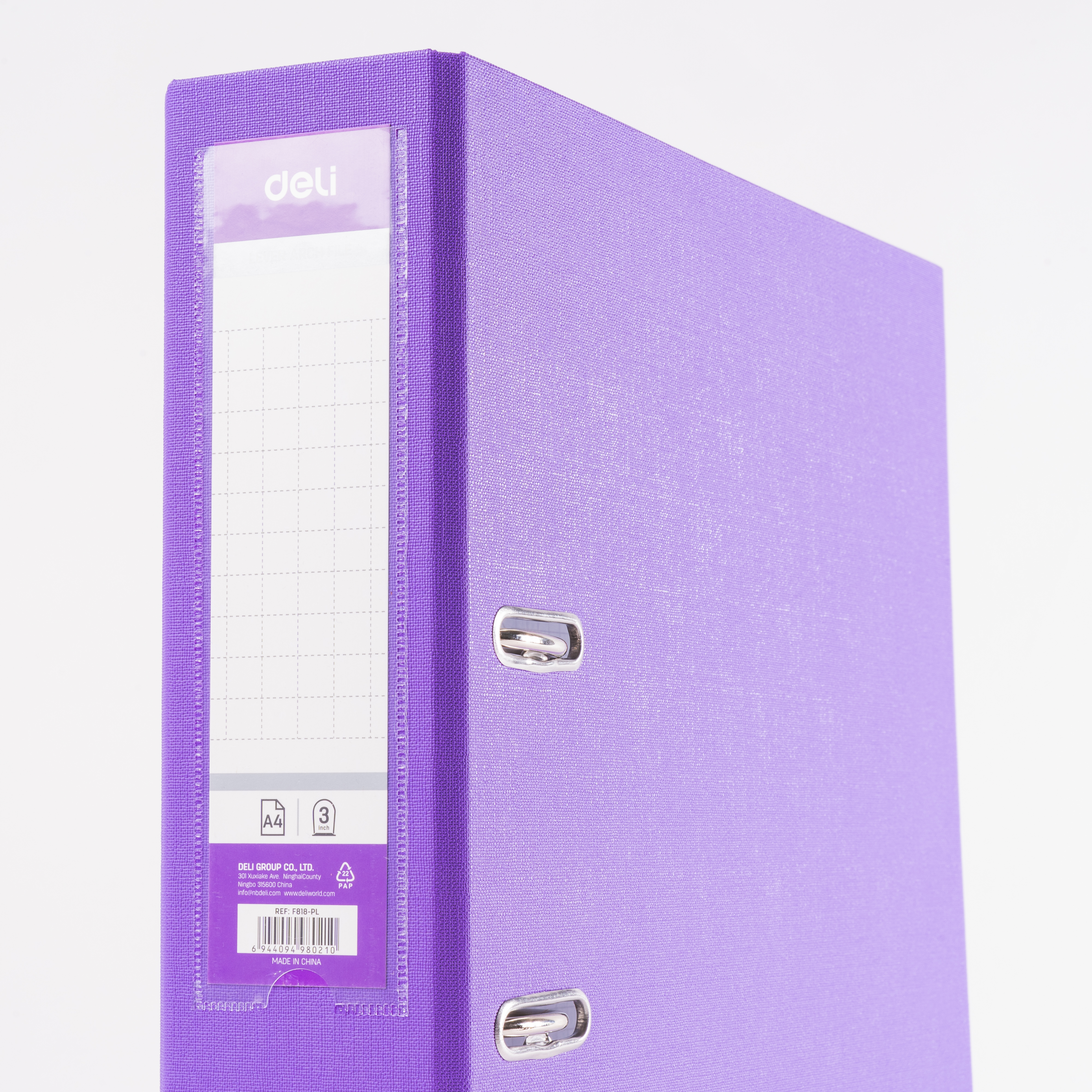 Папка-регистратор "Deli", А4, 75 мм, фиолетовый