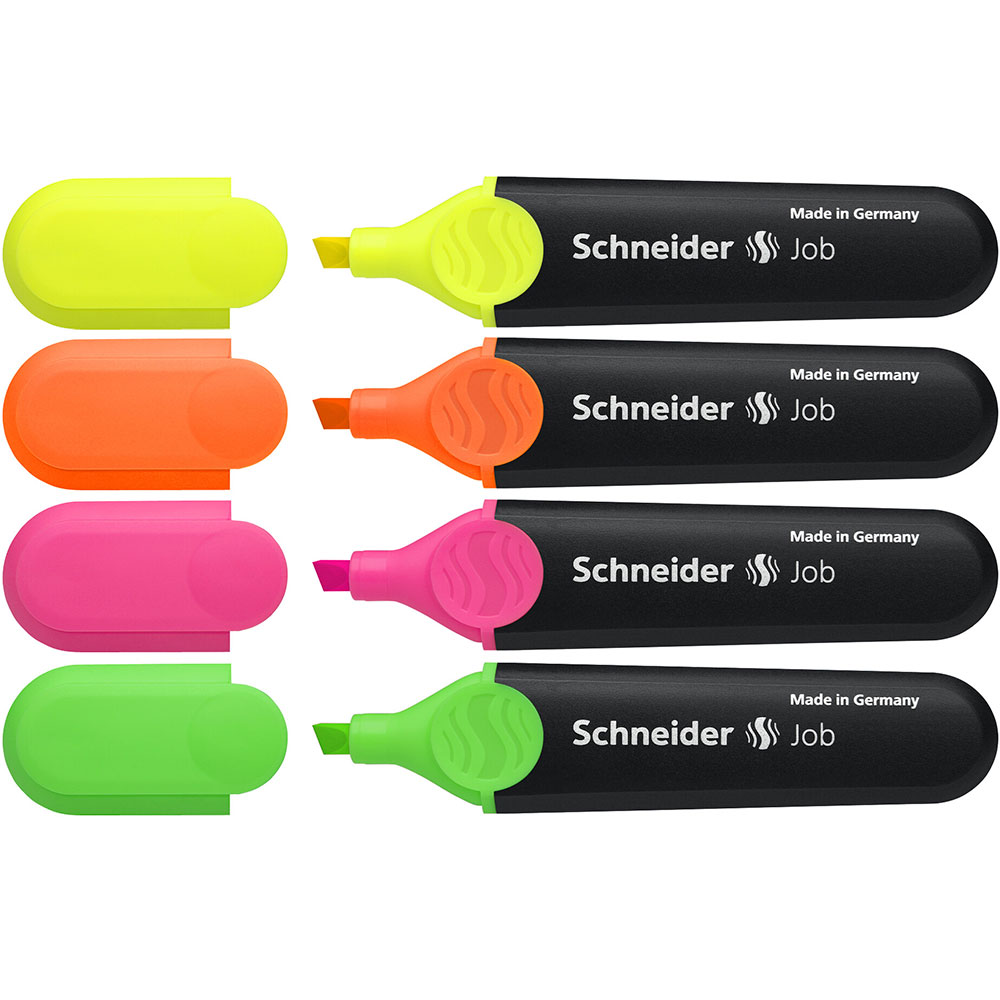 Набор маркеров текстовых "Schneider Job", 4 шт, ассорти