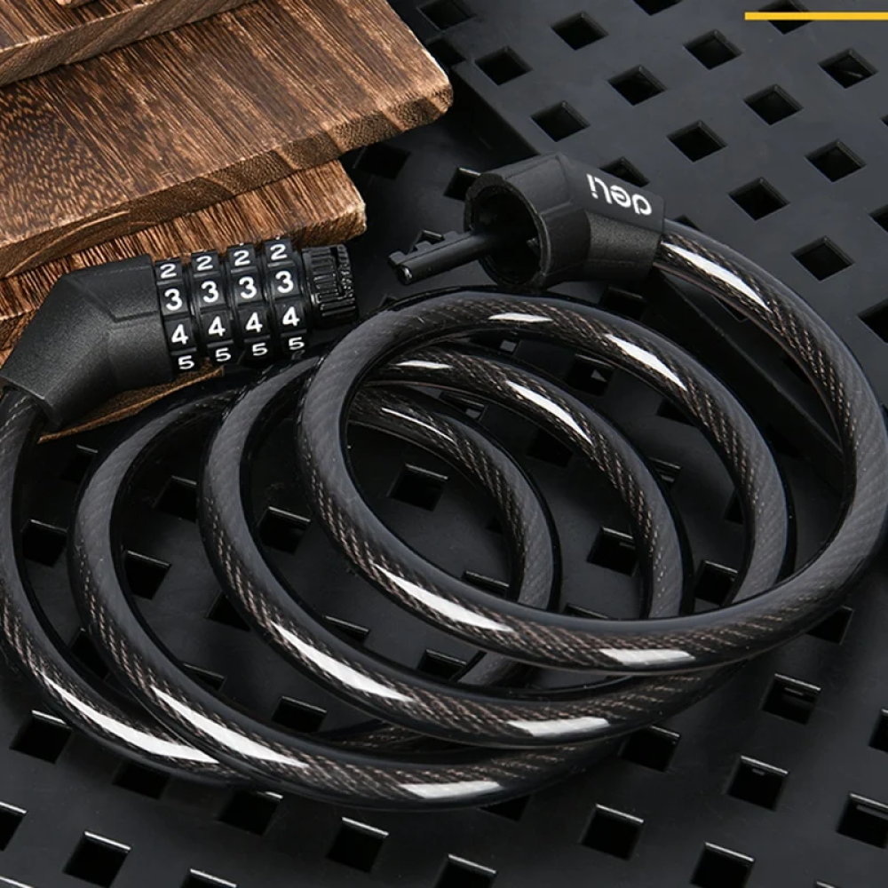 Замок тросовый велосипедный Deli YS EDL508051, 10 x 1200 мм, кодовый - 5