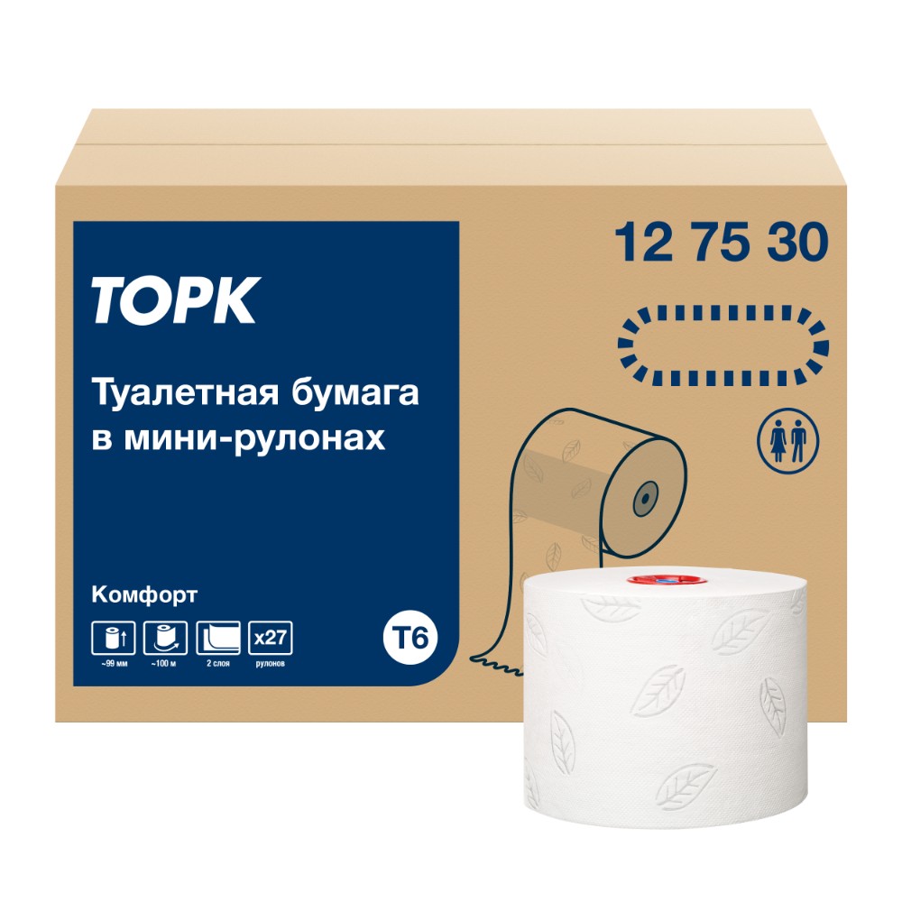 Бумага туалетная ТОРК Комфорт Т6, 100 м, 2 слоя (127530)