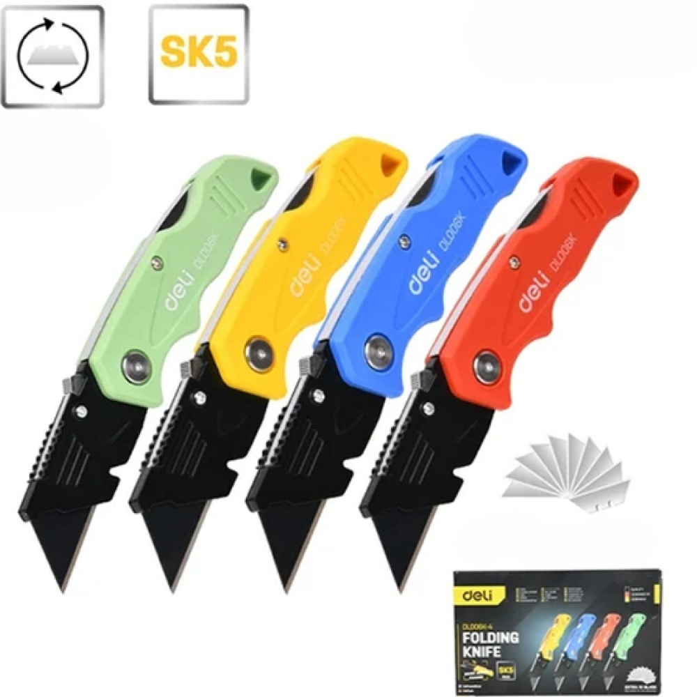 Нож строительный складной Deli YS EDL006K-4, 19 мм, трапеция, 4 шт. - 2