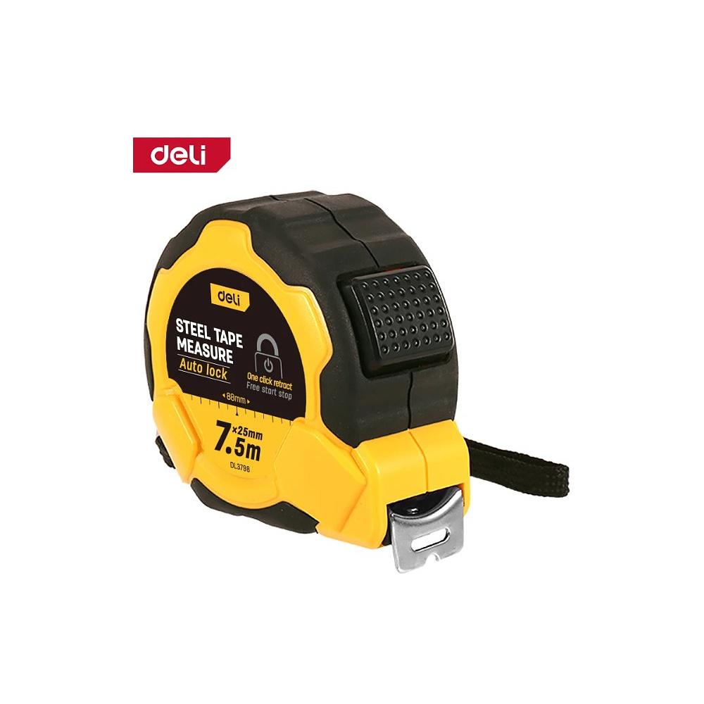 Рулетка Deli YS EDL3798, 7,5 м х 25 мм, желтый, черный - 2