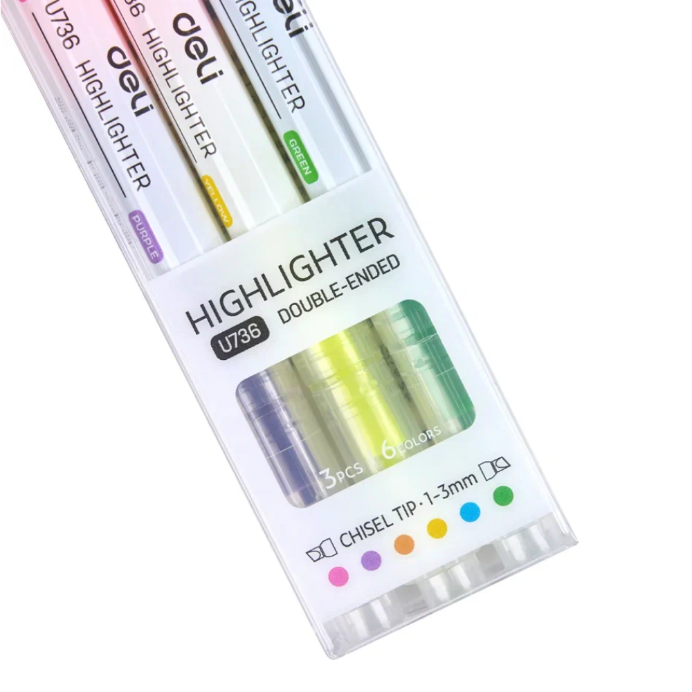 Набор маркеров текстовых "Double ended", 3 шт, ассорти - 3