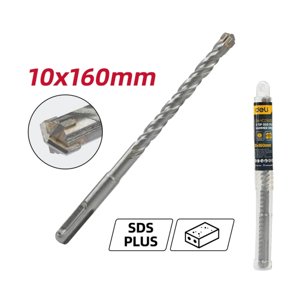 Бур по бетону Deli YS EDH-YCZ16010-E1, 10 x 160 мм, X-Tip, SDS-PLUS - 2