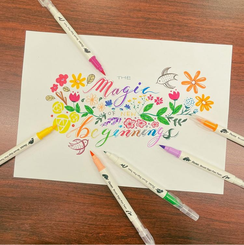 Маркер-кисть "Brush Sign pen twin", 18 шт - 2