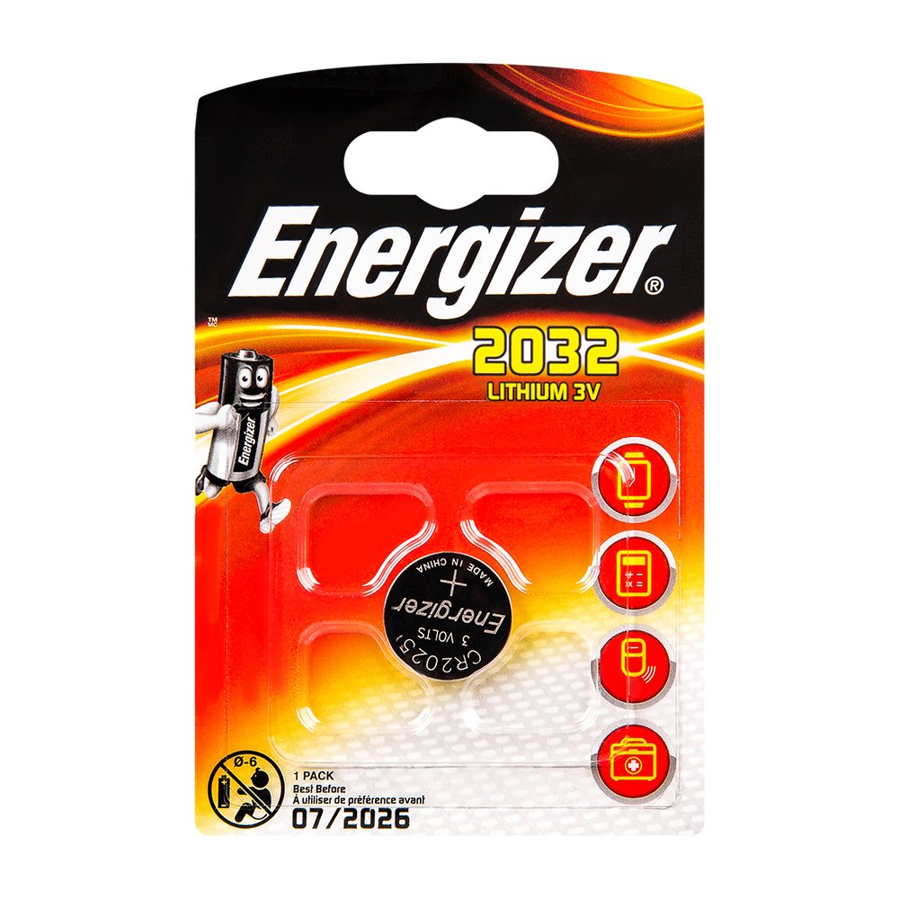 Батарейка литиевая дисковая Energizer "CR2032", 1 шт.