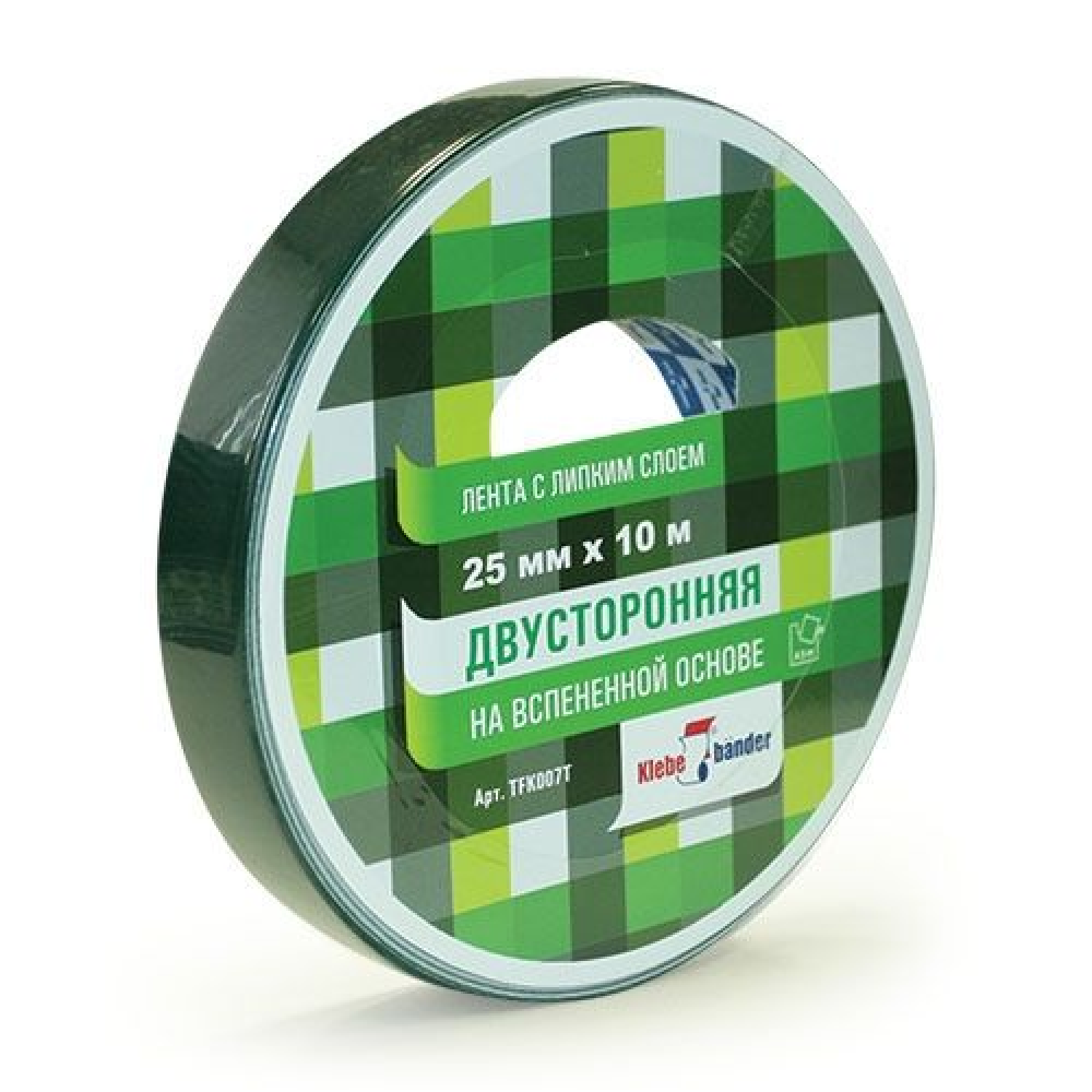 Лента клейкая двусторонняя на вспененной основе 25мм х 10м Klebebander TFK007T