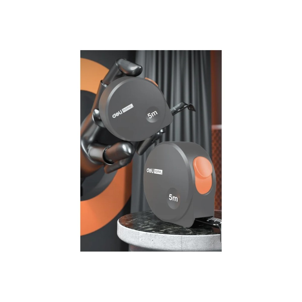 Рулетка Deli HS HT8519C, 5 м х 19 мм, Soft Touch, оранжевый - 5