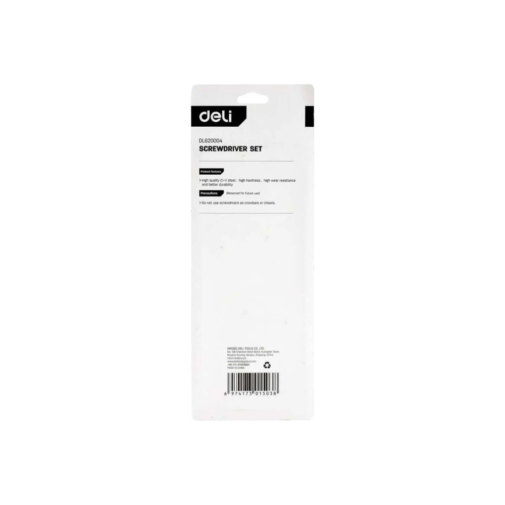 Набор отверток Deli YS EDL620004, 4 шт, SL5x100, SL6x150, PH1x100, PH2x150, черный, желтый - 3