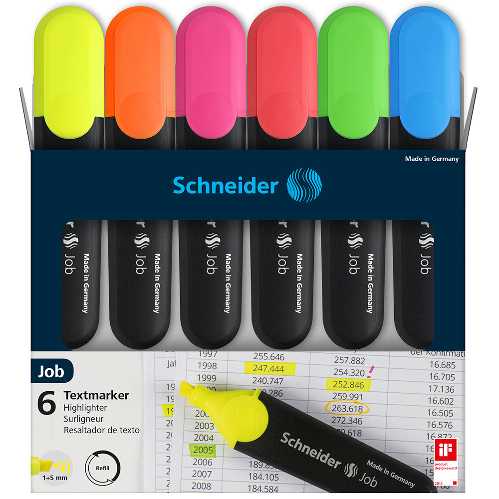 Набор маркеров текстовых "Schneider Job", 6 шт, ассорти - 2
