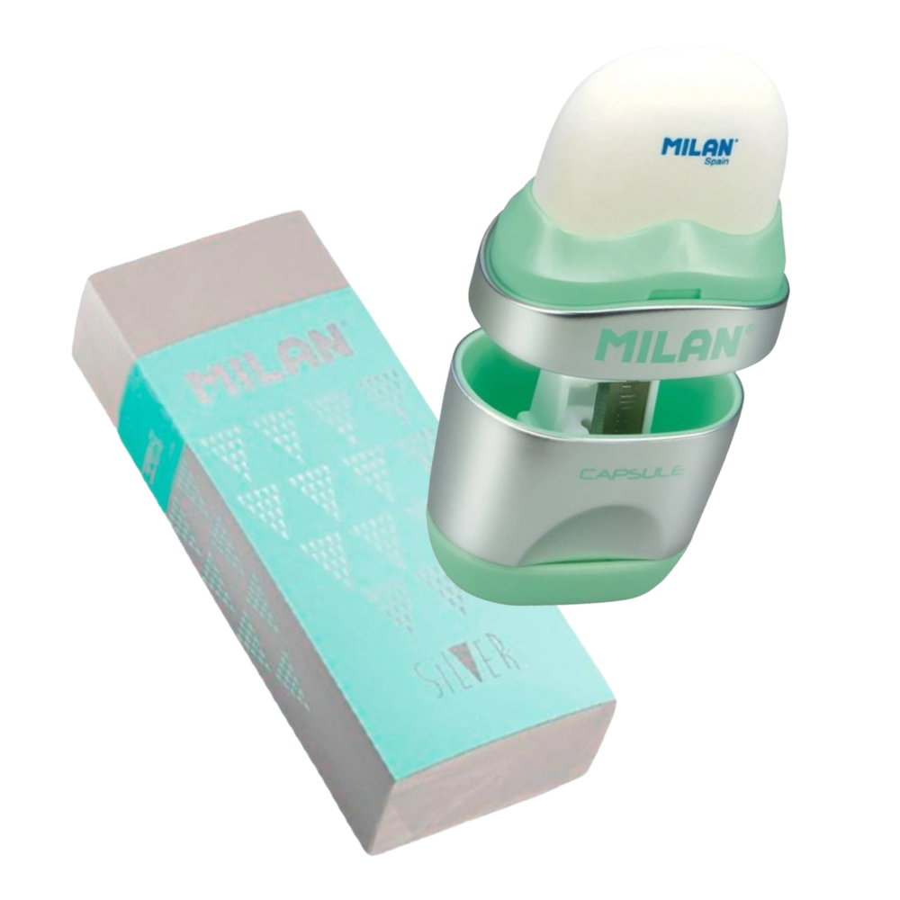 Набор Milan точилка "Capsule silv" + ластик "Silver 320SL"