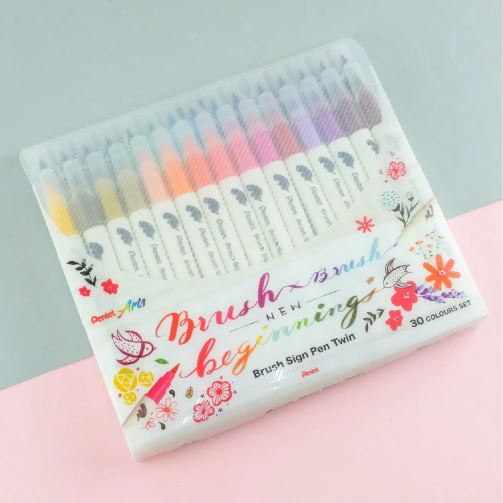 Маркер-кисть "Brush Sign pen twin", 30 шт - 2