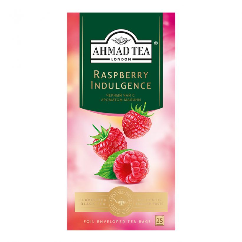 Чай "Ahmad Tea Raspberry Indulgence", 25 пакетиков x1.5 гр, черный, со вкусом и ароматом малины - 2