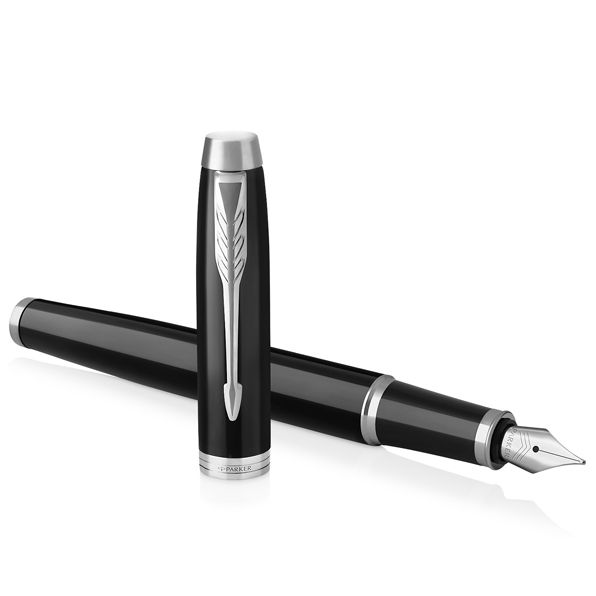 Ручка перьевая "Parker IM Black Lacquer CT", F, черный, серебристый, патрон синий - 3