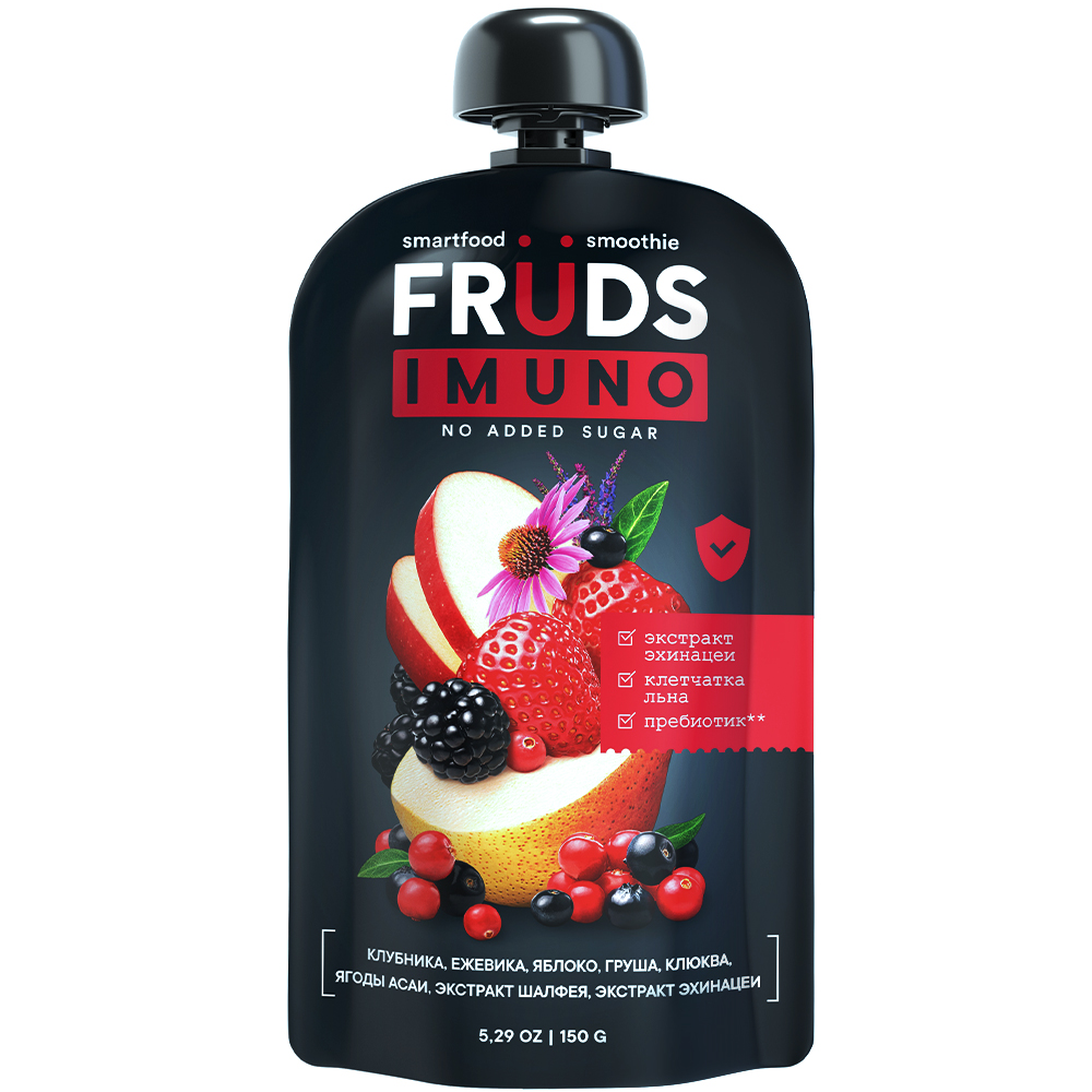 Пюре фруктовое "Smartfood smoothie fruds", вкус груша, яблоко, клубника