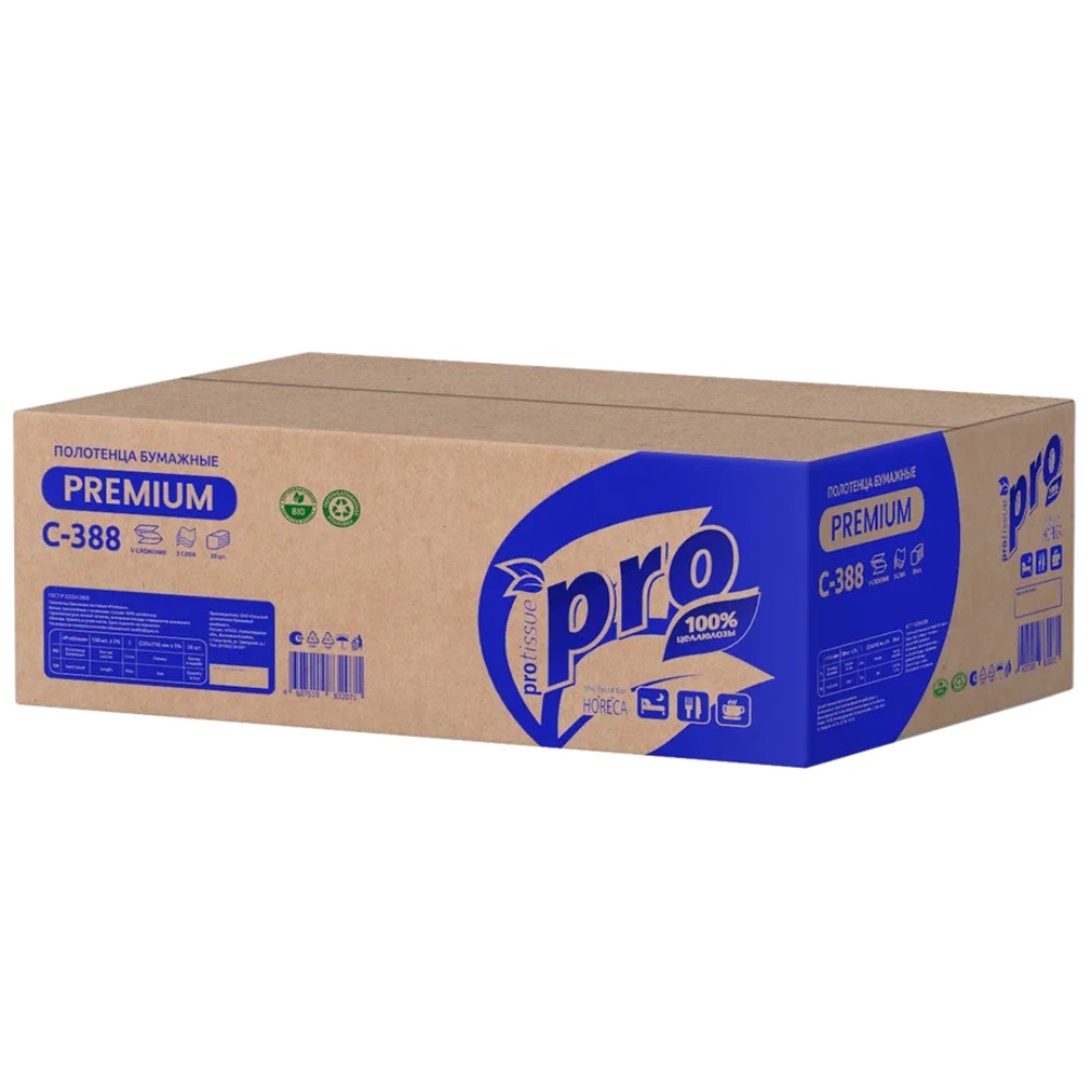 Полотенца бумажные PROtissue, V - сложение, 180 листов, 3 слоя, 100% целлюлоза - 9