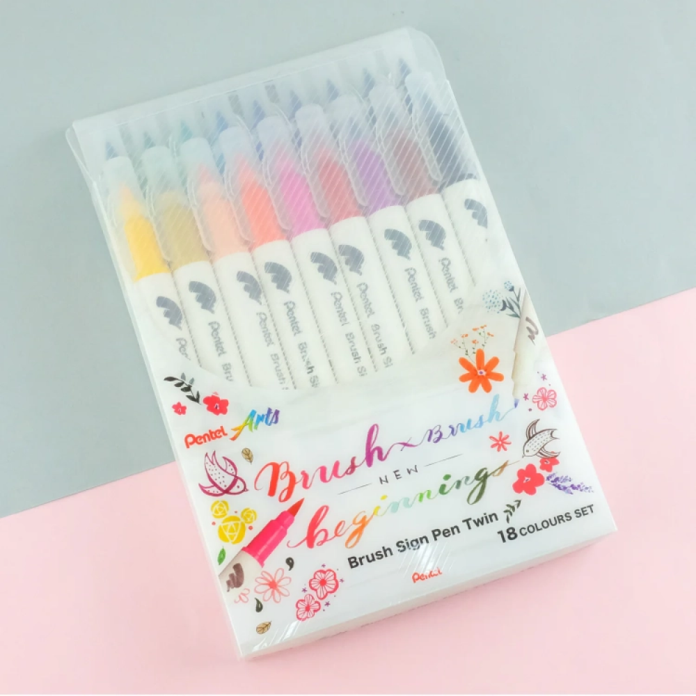Маркер-кисть "Brush Sign pen twin", 18 шт - 6