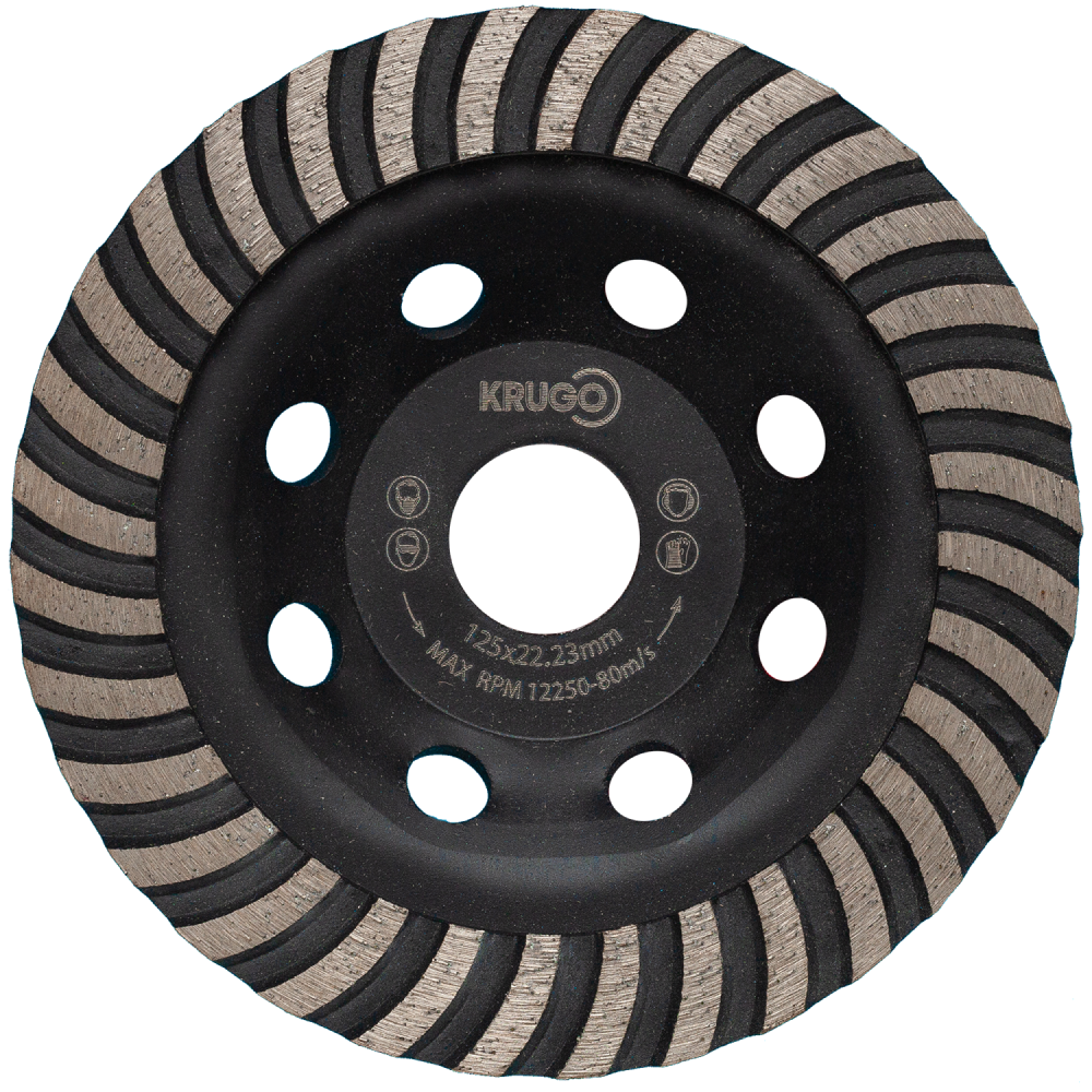 Чашка алмазная по бетону Krugo, 125x22.23 мм, турбо