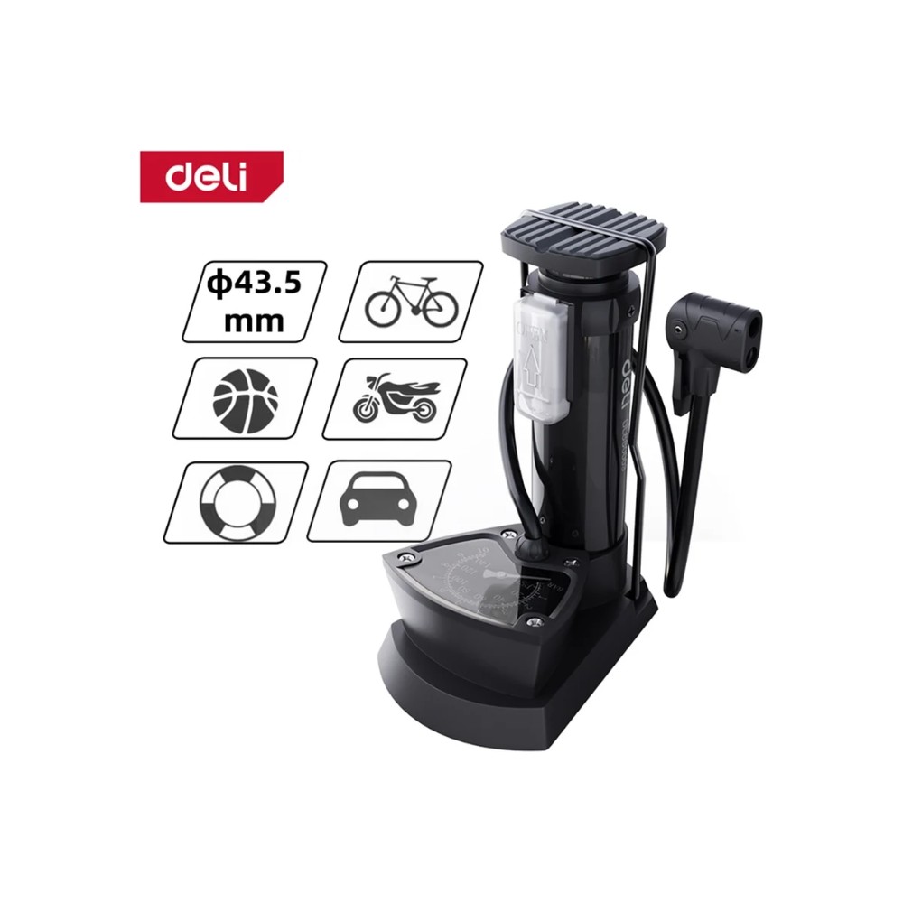 Насос велосипедный ножной Deli YS EDL880003, 9.6 bar/140 PSI