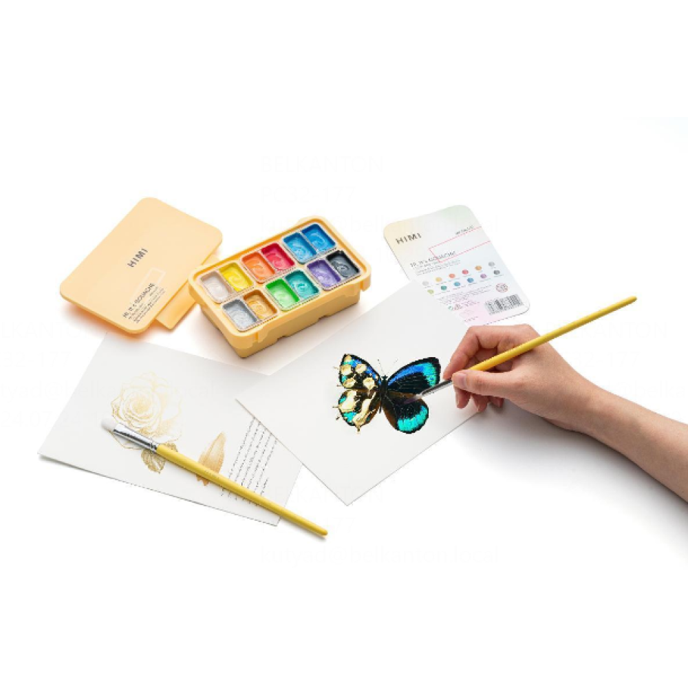 Краски гуашевые "Himi Jelly Cup. Metallic", 12 цветов, кювета, пластиковый футляр - 3