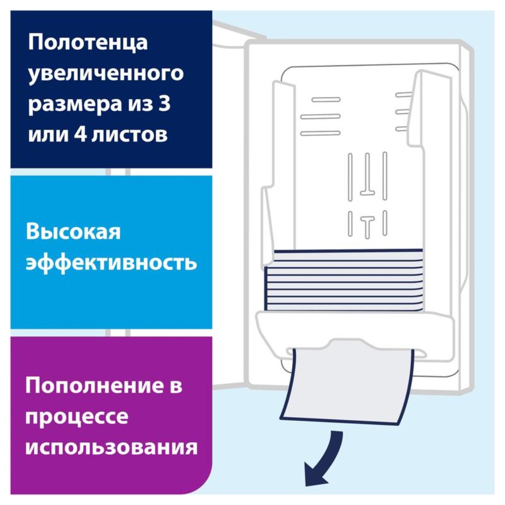 Диспенсер для полотенец листовых "Tork Xpress Multifold H2", ABS-пластик, белый (552000-38) - 9