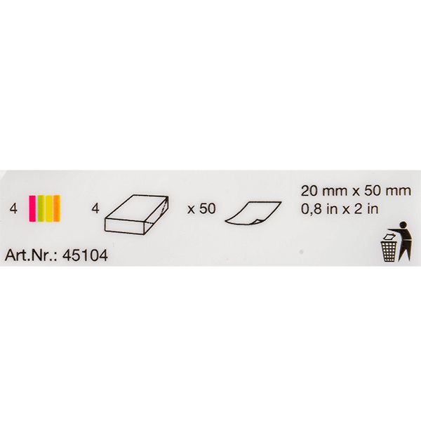 Закладки бумажные клейкие "Kores Notes", 20x50 мм, 200 шт, ассорти - 3