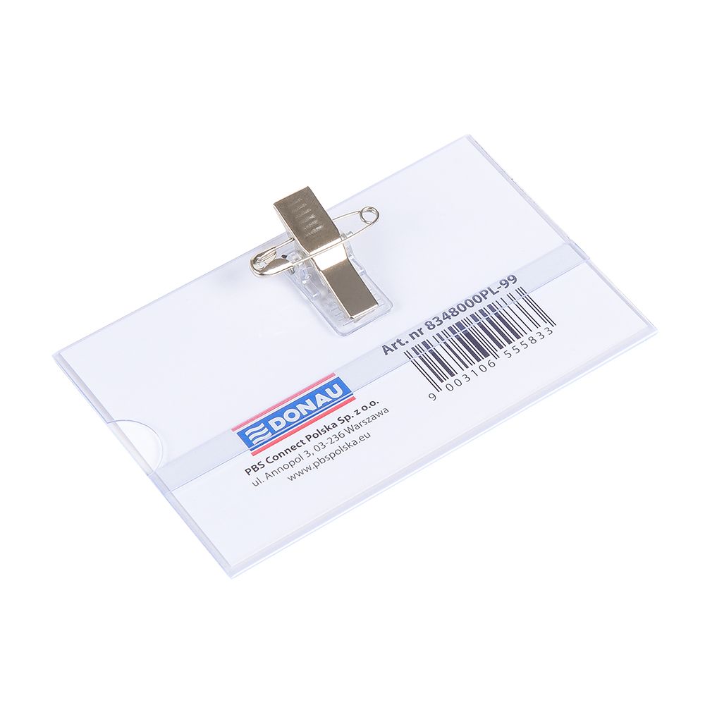 Бейдж с универсальным зажимом "Donau", 57x90 мм, прозрачный