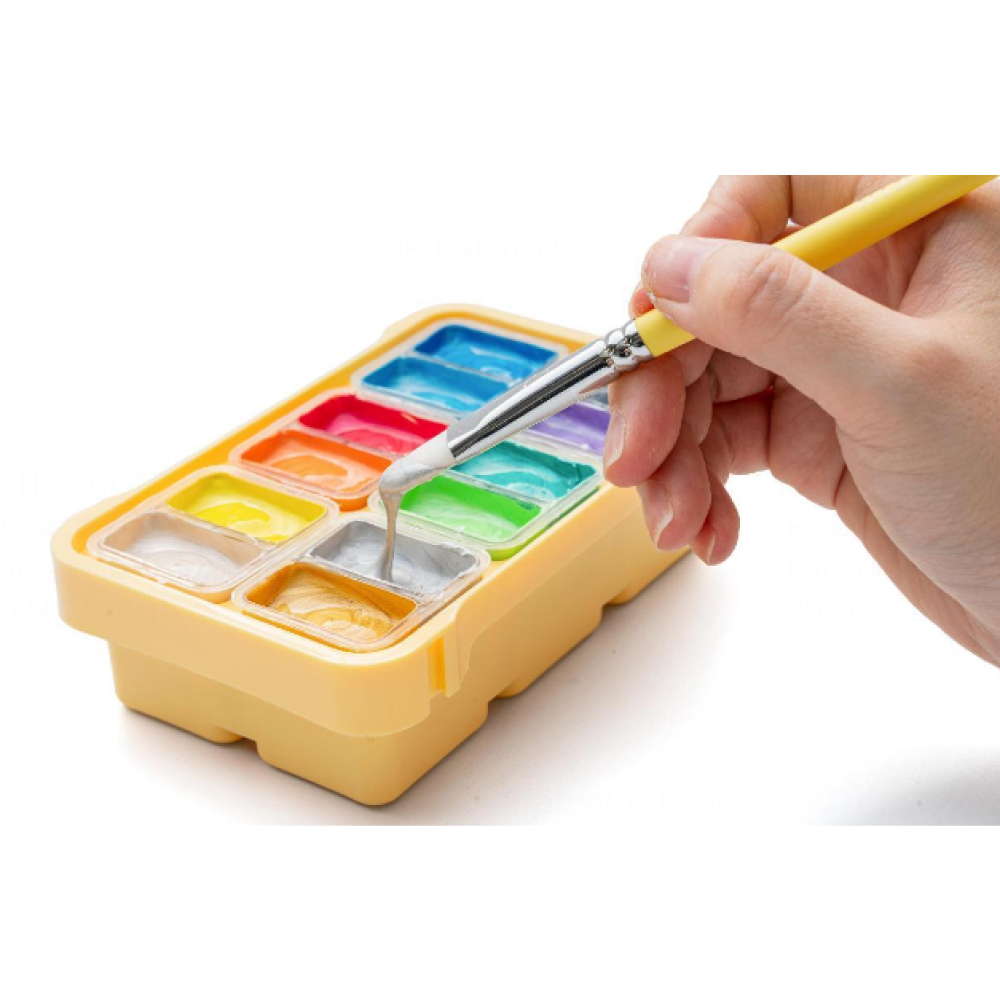 Краски гуашевые "Himi Jelly Cup. Metallic", 12 цветов, кювета, пластиковый футляр - 5