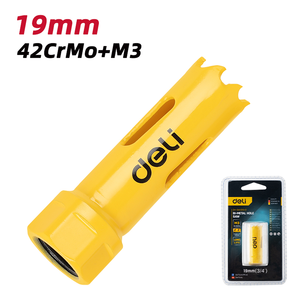 Коронка биметаллическая Deli YS EDH-SKK019-E1, 19 х 38 мм, М14 - 2