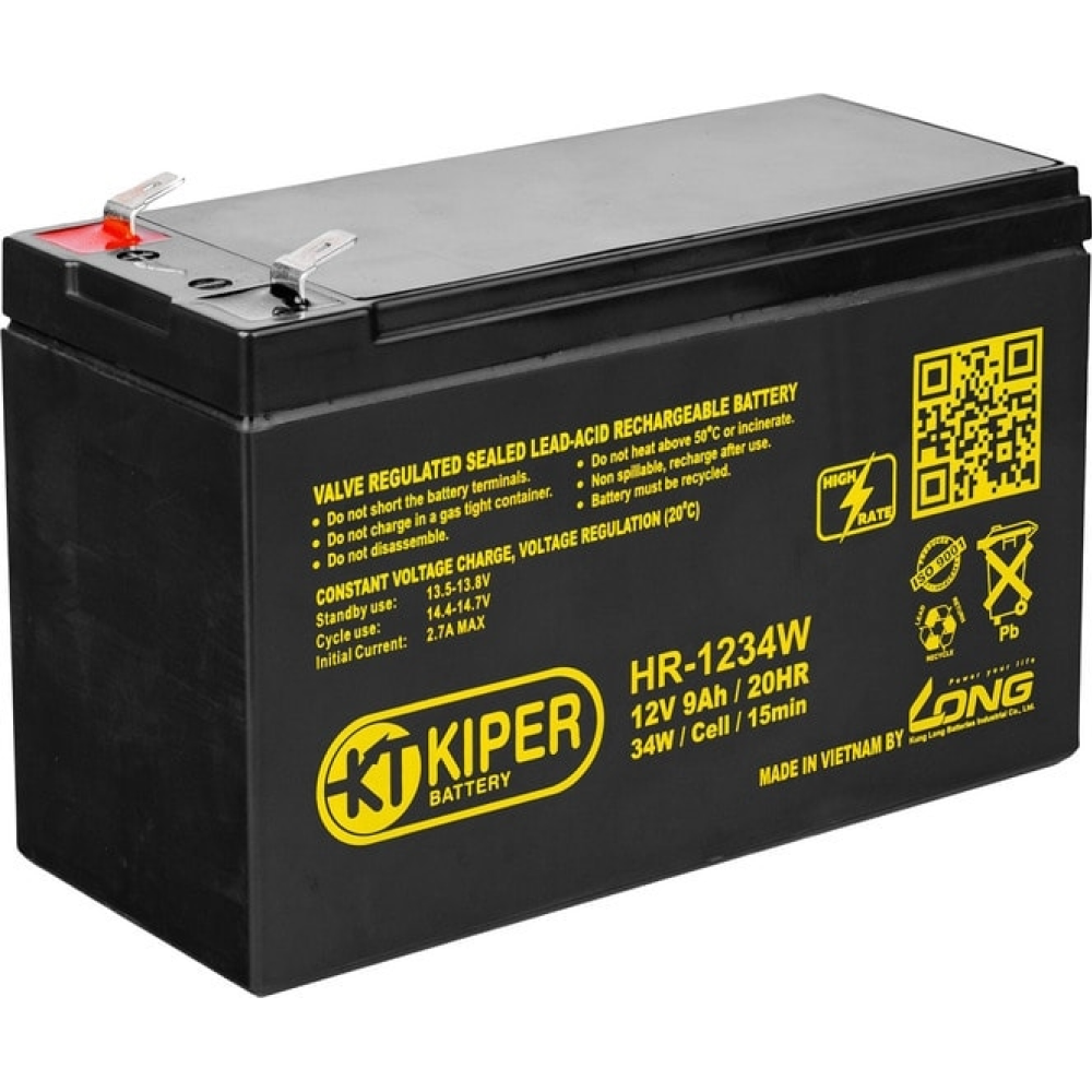 Аккумуляторная батарея Kiper HR-1234W F2, 12 В, 9 Ач