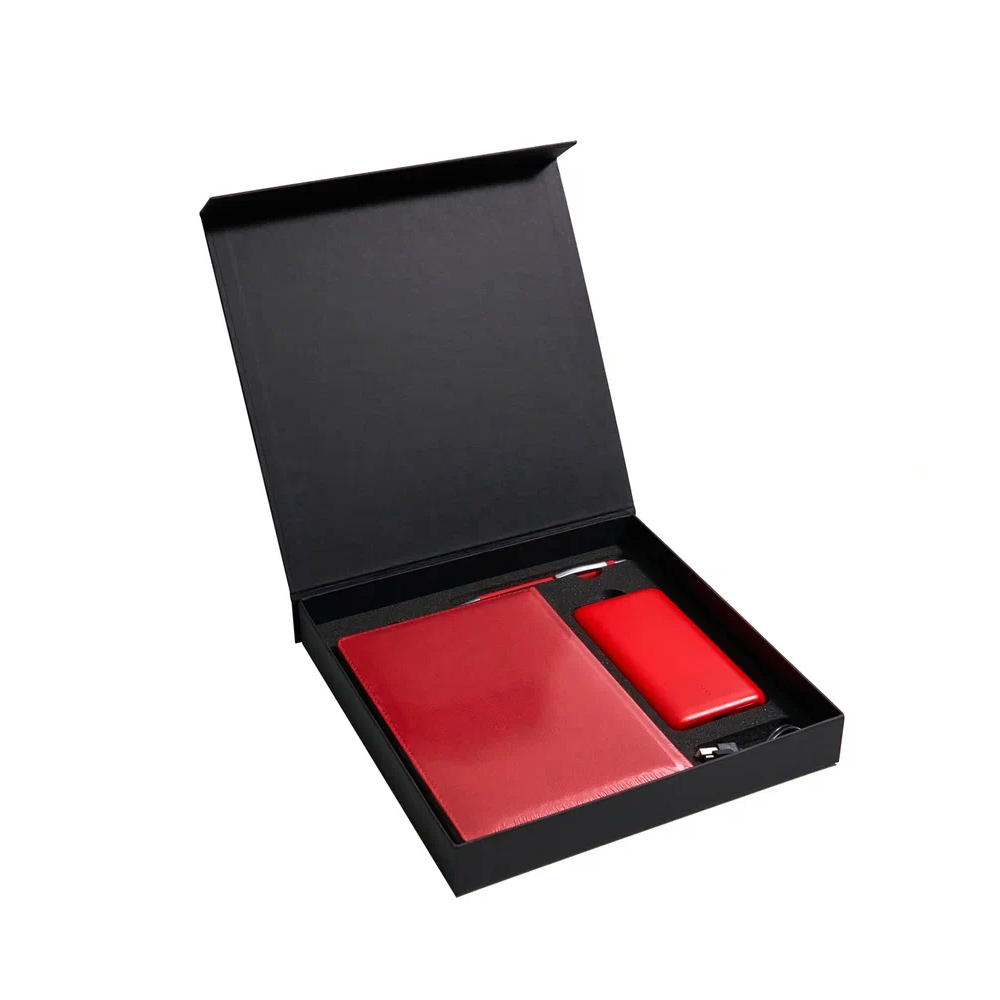 Набор подарочный (ежедневник недатированный Nanda, ручка шариковая автоматическая, зарядное устройство Power Bank), черный