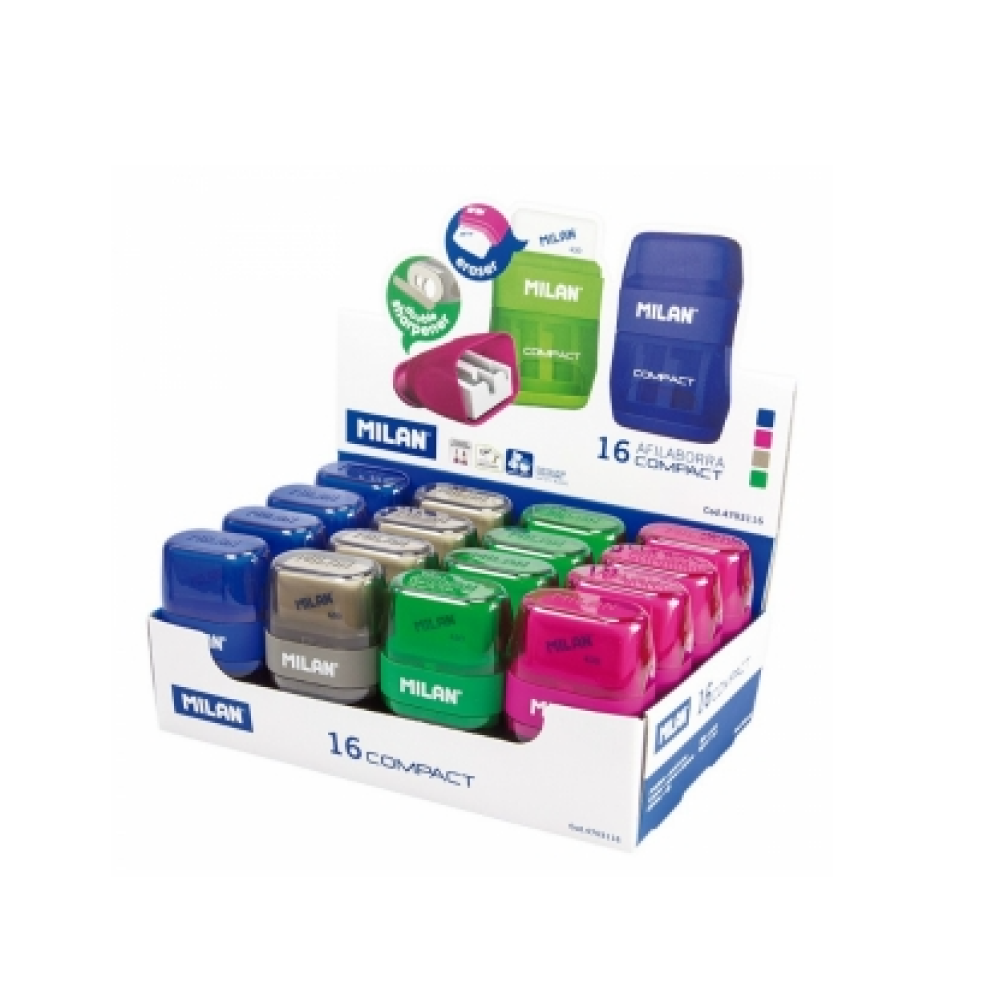 Точилка "Compact" с ластиком, 2 отверстия, с контейнером - 2