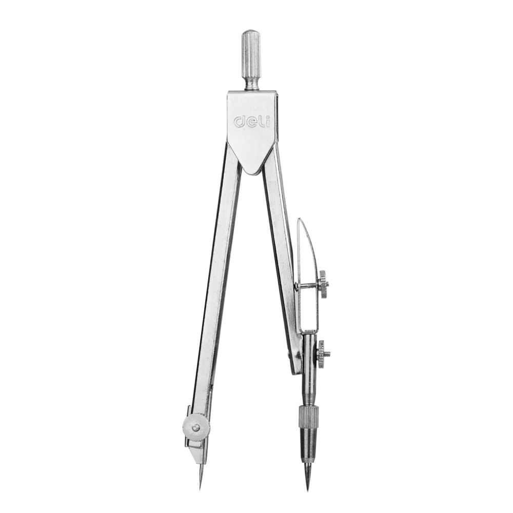 Циркуль "Deli E8601" + грифели, футляр, серебристый