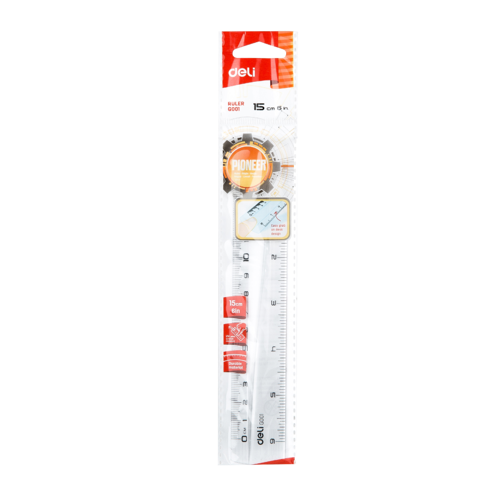 Линейка "Deli EG00112", 15 см, прозрачный