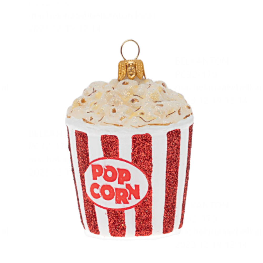 Украшение елочное "Popcorn", 6 см, стекло, красный, белый