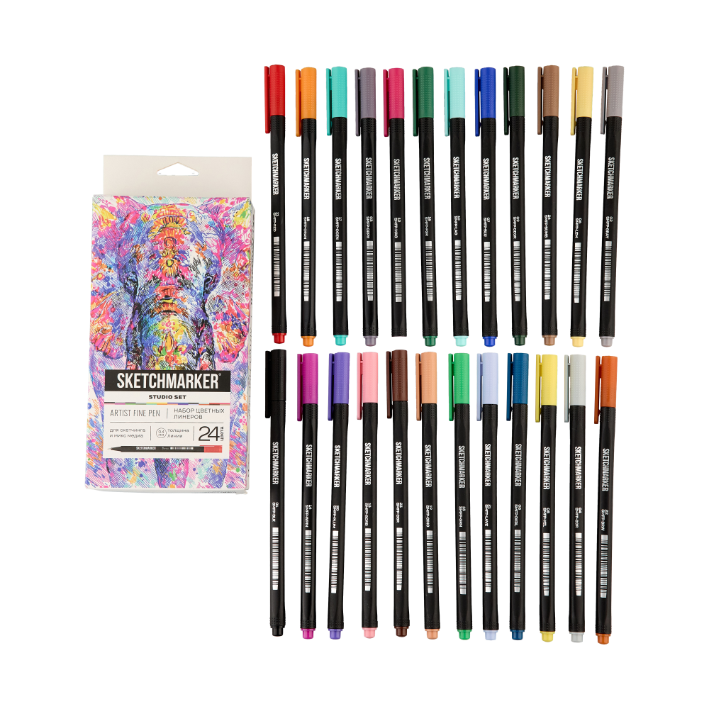 Ручка капиллярная "Sketchmarker Artist fine pen Studio", 24 шт - 12