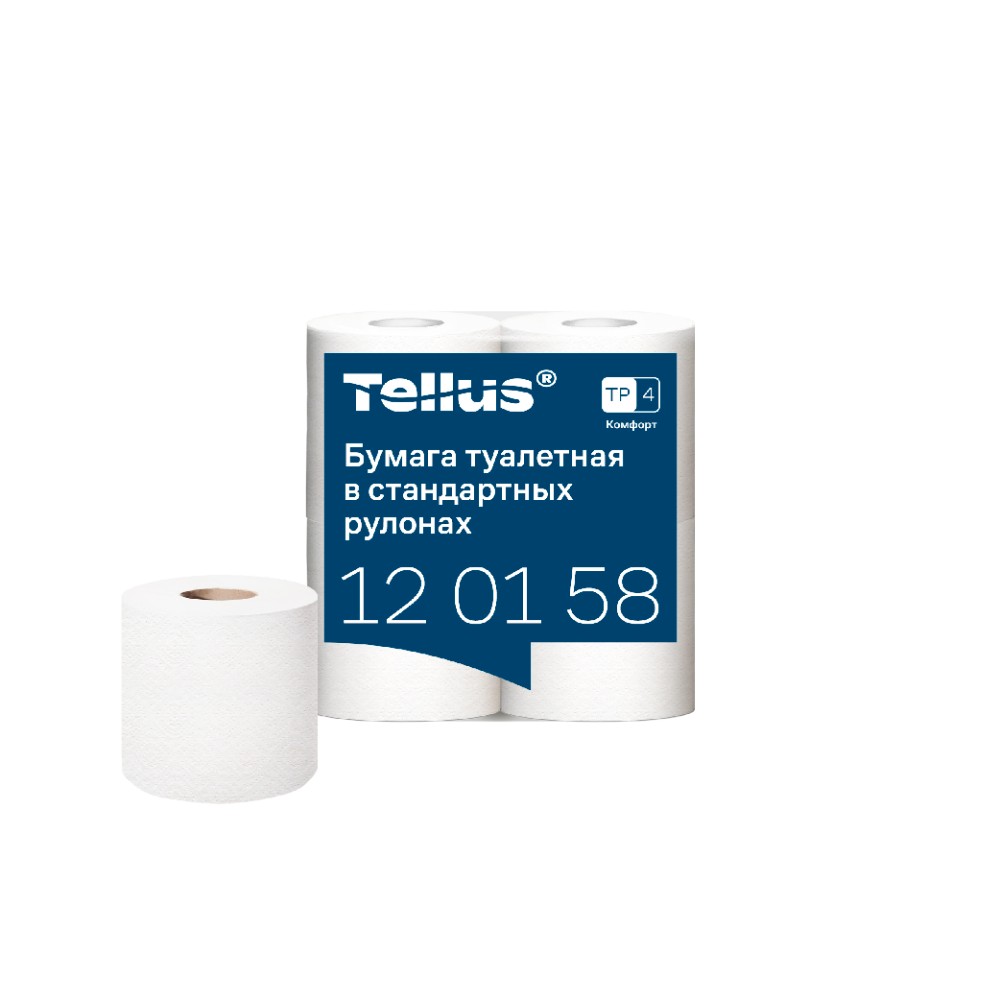 Бумага туалетная Tellus Комфорт, TP4, 4 рулона, 23 м., 2 слоя - 2