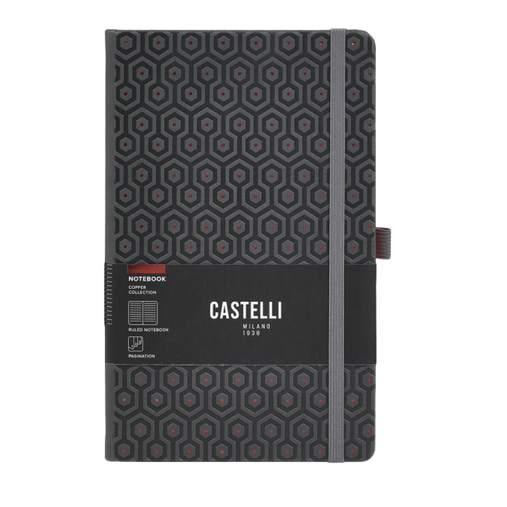 Блокнот "Copper honeycomb", А5, 96 листов, черный, срез бронзовый
