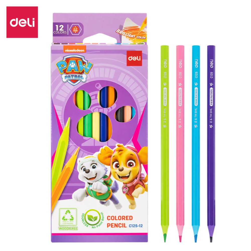 Цветные карандаши Deli "Paw Patrol", 12 штук