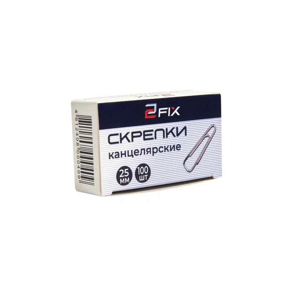 Скрепки "Бугинком 2Fix", металл, 100 шт, графитовый