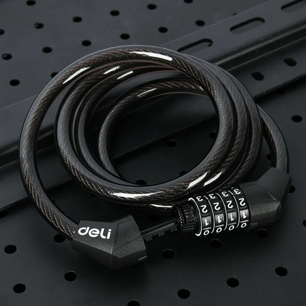 Замок тросовый велосипедный Deli YS EDL508051, 10 x 1200 мм, кодовый - 6