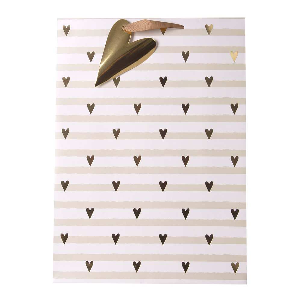 Пакет бумажный подарочный "Stripe&hearts", 33x15x45.5 см, разноцветный - 2