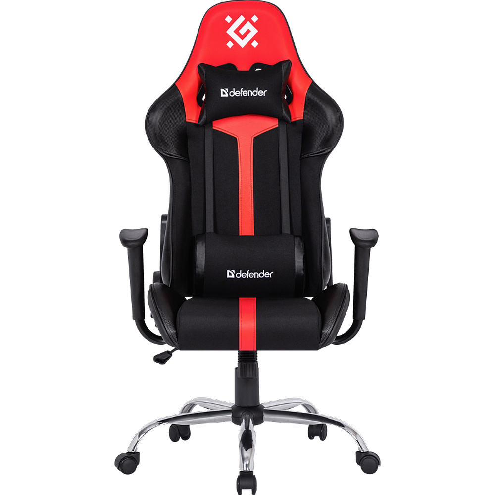 Кресло игровое Defender "Racer", искусственная кожа, металл, черный, красный - 2