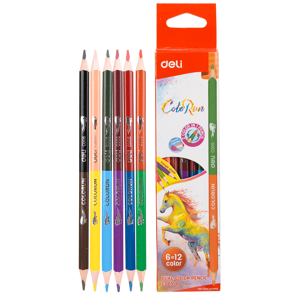 Цветные карандаши "ColoRun", двусторонние, 12 цветов