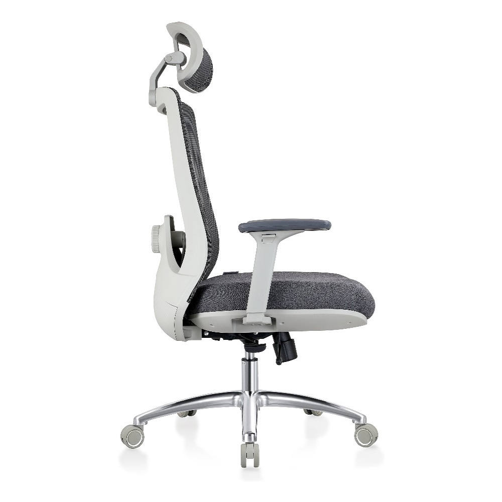 Кресло для руководителя EVOLUTION "ERGO PRIME", ткань, сетка, алюминий, серый - 3