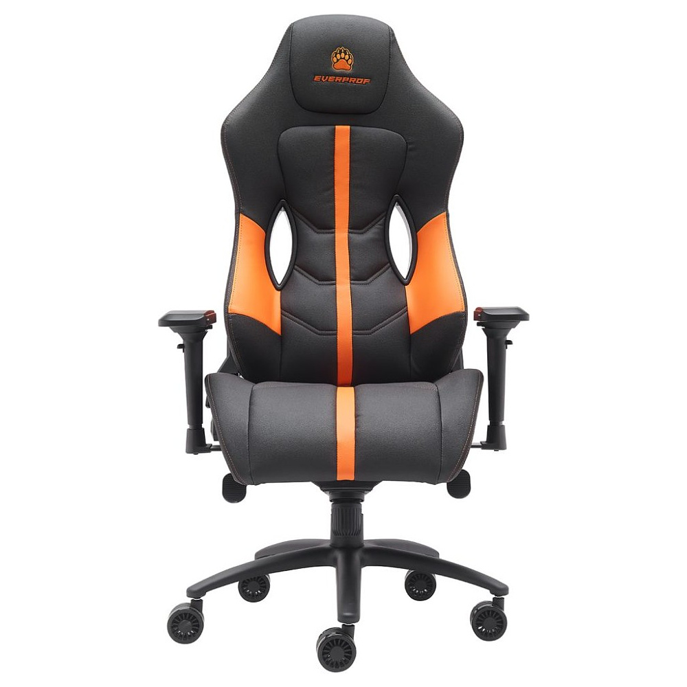 Кресло игровое EVERPROF "Jaguar", экокожа, металл, черный, оранжевый - 3