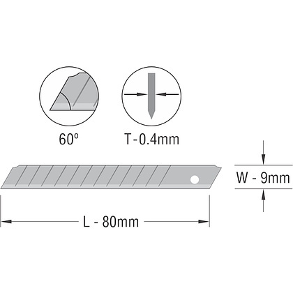 Лезвия для малого ножа "Kangaro Miles", 9 мм, 10 штук - 2